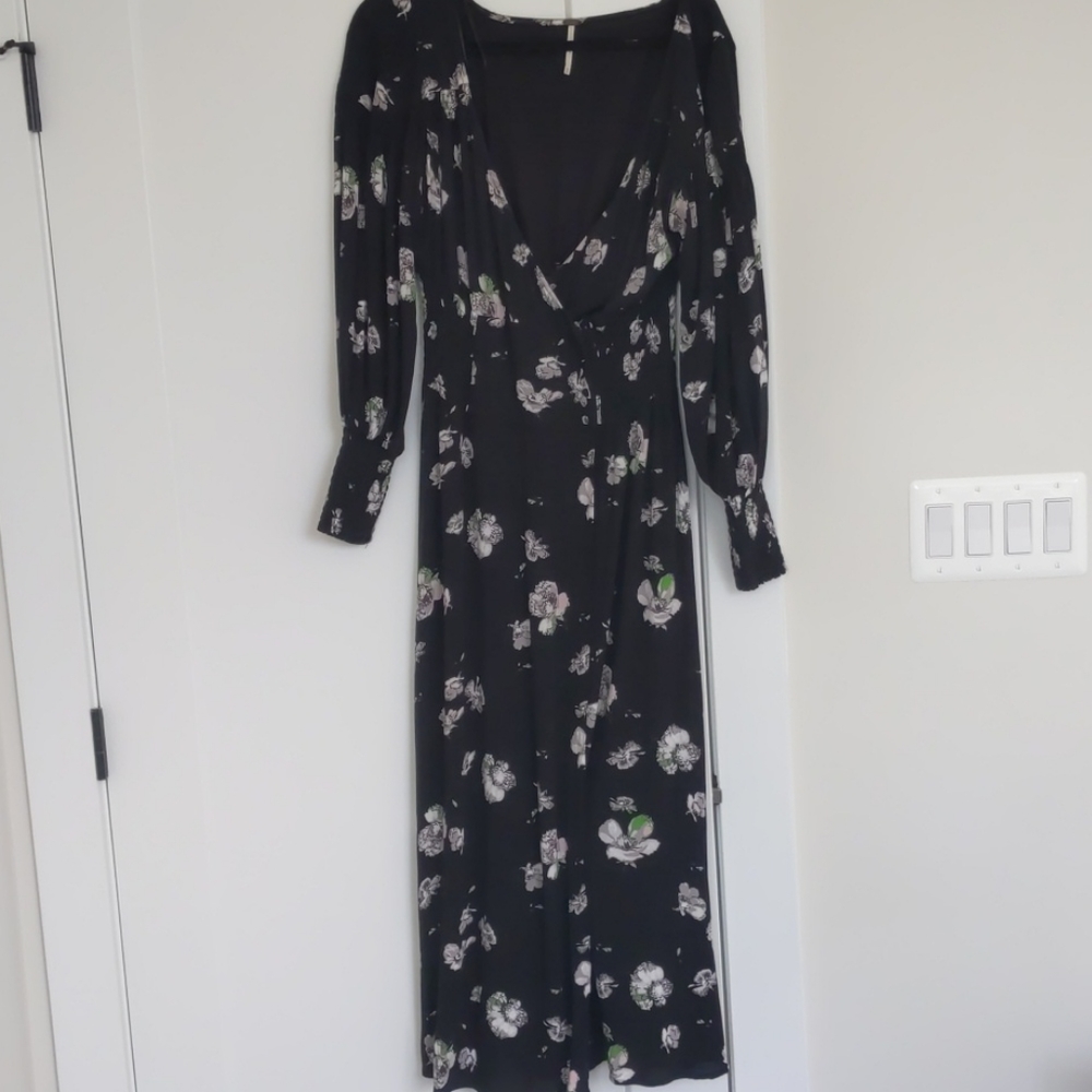 Free people black floral maxi dress